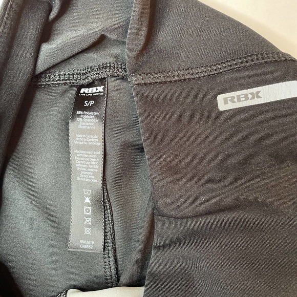 RBX Floral Black Legging Capri Mid Ride Vented Mesh S Small Workout Yoga Running - Picture 3 of 8